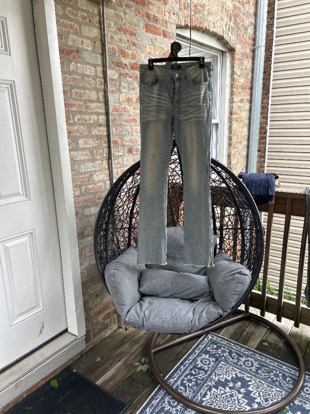 Washed blue jeans